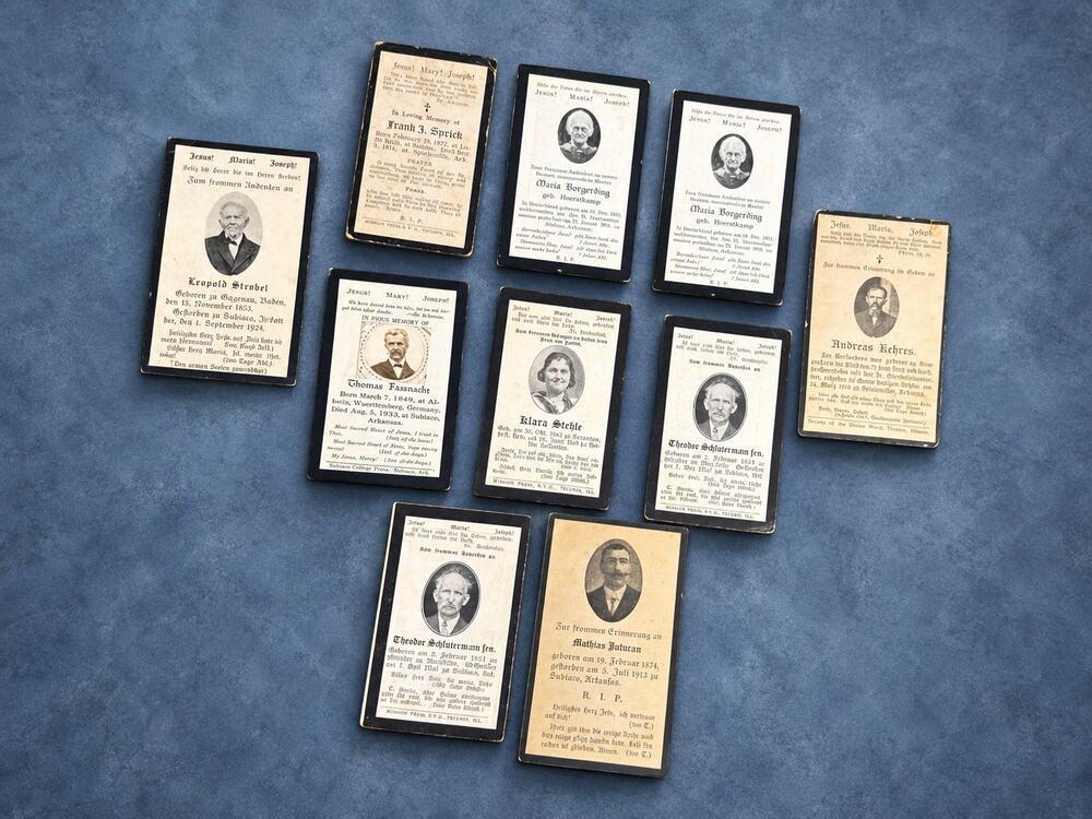 Antique German Catholic Memorial Cards Subiaco Spielerville Arkansas Lot